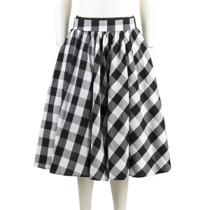 Latest Women Skirts Black and White Plain Plaid Maxi Umbrella Skirts
