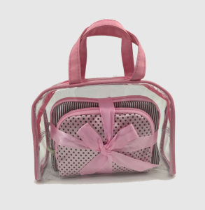 PVC & Satin Sets Cosmetic Handbag for Women